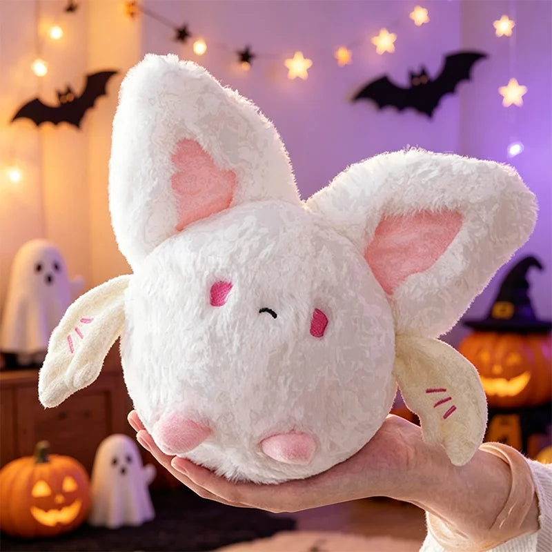 20CM Kawaii Fluffy Plump Round Bats Plush Toys Soft Animal White Black Bat Plushies Doll Halloween Friend Kid Accompany Hug Gift