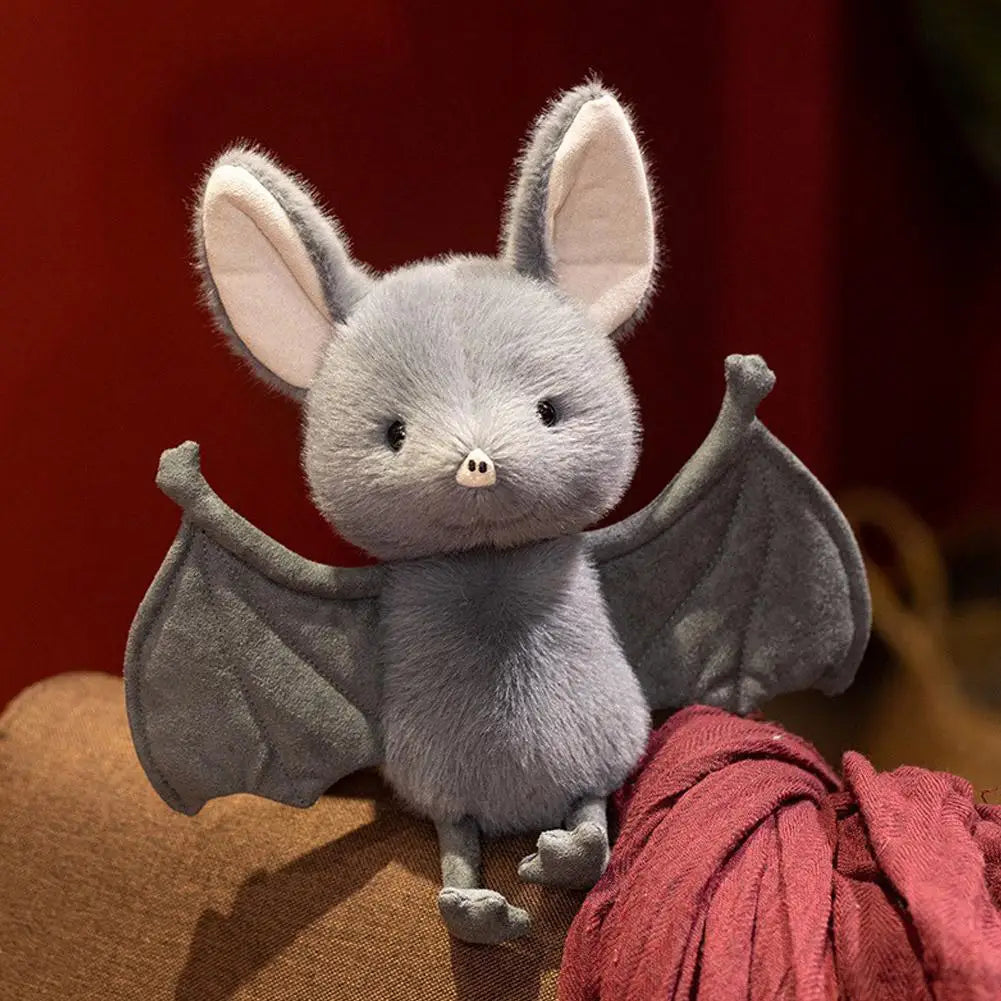 Fluffy Bat Plush Toy Hanging Ornament Soft Stuffed Bat Doll for Car Rearview Mirror Sun Visor Pendant Halloween Home Decor Gift