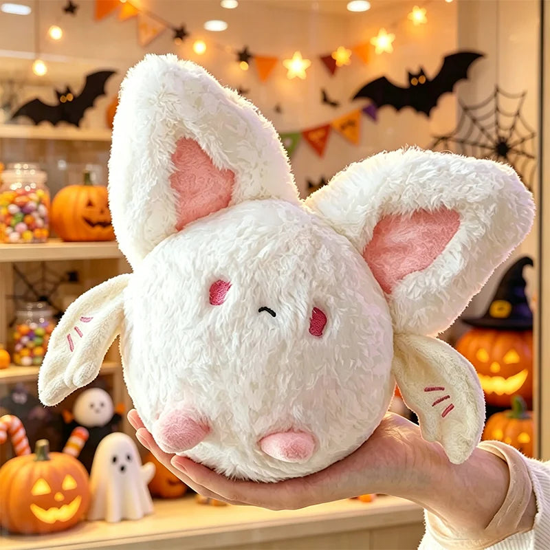 20CM Kawaii Fluffy Plump Round Bats Plush Toys Soft Animal White Black Bat Plushies Doll Halloween Friend Kid Accompany Hug Gift