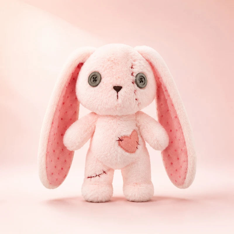 Halloween Spooky Bunny Plush Toy Funny Horror Series Stuffed Rabbit Doll with Patches & Button Eyes Creepy Cute Plushie